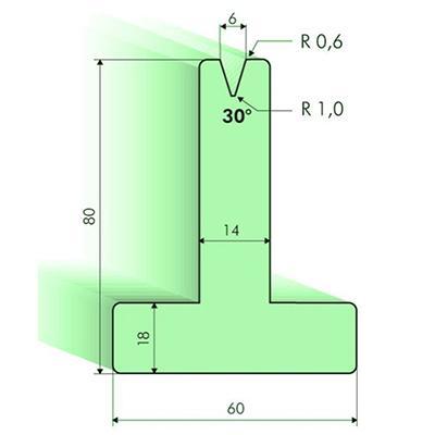 30度T型下模, 高度80mm