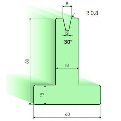 30度T型下模, 高度80mm