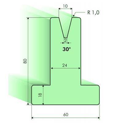 30度T型下模, 高度80mm