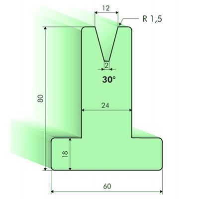 30度T型下模, 高度80mm