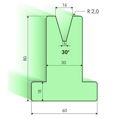 30度T型下模, 高度80mm