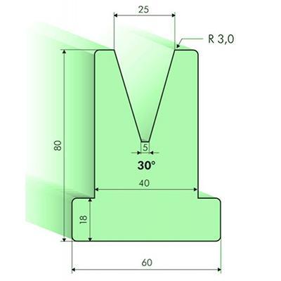 30度T型下模, 高度80mm