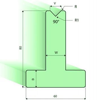 90度T型下模，高度80mm