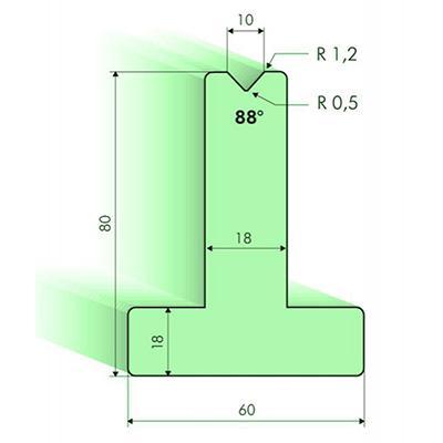 88度T型下模, 高度120mm