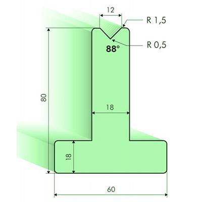 88度T型下模, 高度120mm