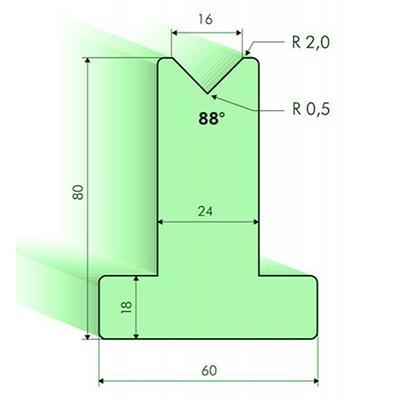 88度T型下模, 高度120mm