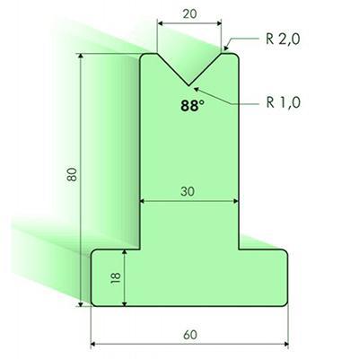88度T型下模, 高度120mm