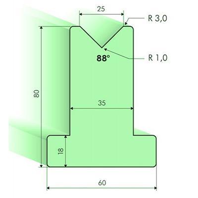 88度T型下模, 高度120mm