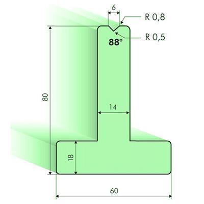 88度T型下模, 高度80mm
