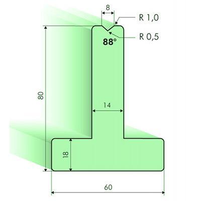 88度T型下模, 高度80mm