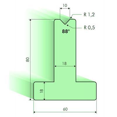 88度T型下模, 高度80mm