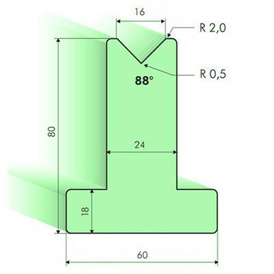 88度T型下模, 高度80mm