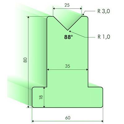 88度T型下模, 高度80mm