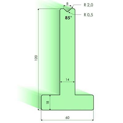 85度T型下模, 高度120mm