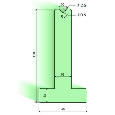 85度T型下模, 高度120mm