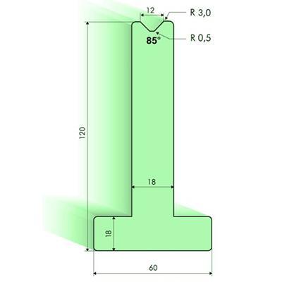 85度T型下模, 高度120mm