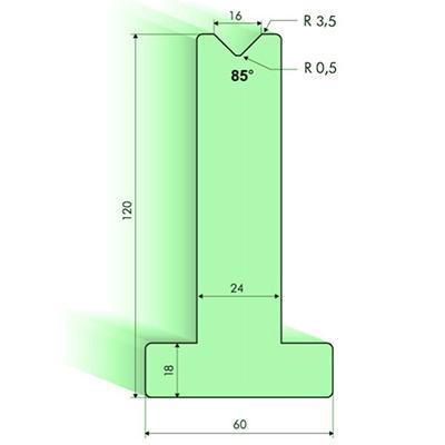 85度T型下模, 高度120mm