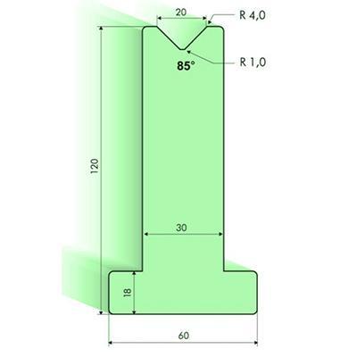 85度T型下模, 高度120mm