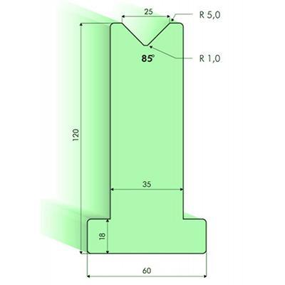 85度T型下模, 高度120mm