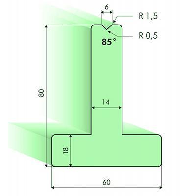 85度T型下模, 高度80mm
