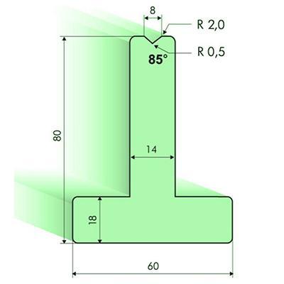 85度T型下模, 高度80mm