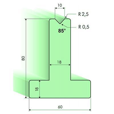 85度T型下模, 高度80mm