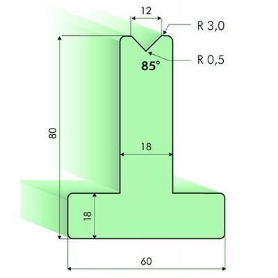 85度T型下模, 高度80mm