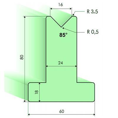 85度T型下模, 高度80mm