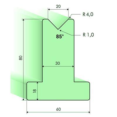 85度T型下模, 高度80mm