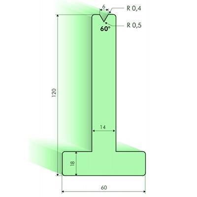 60度T型下模, 高度120mm