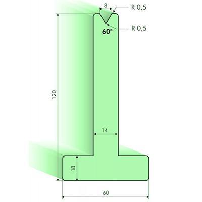 60度T型下模, 高度120mm