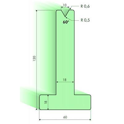60度T型下模, 高度120mm
