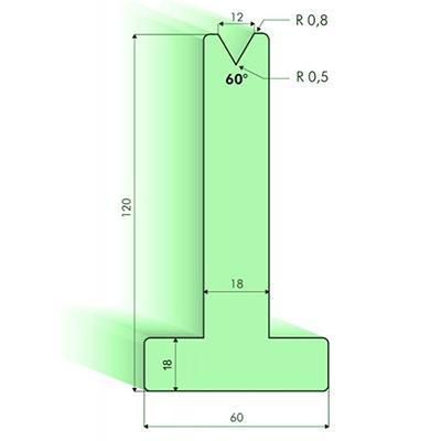 60度T型下模, 高度120mm