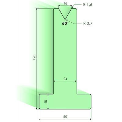 60度T型下模, 高度120mm