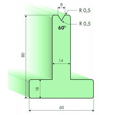 60度T型下模, 高度80mm