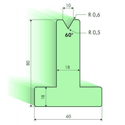 60度T型下模, 高度80mm