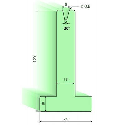 30度T型下模, 高度120mm