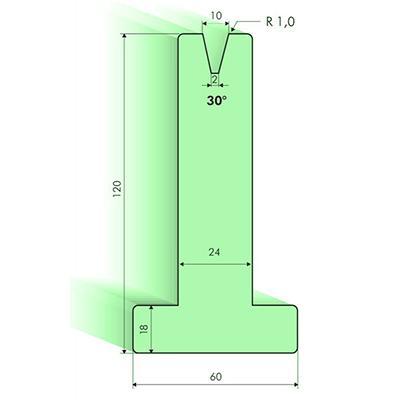 30度T型下模, 高度120mm