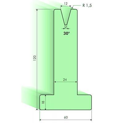 30度T型下模, 高度120mm
