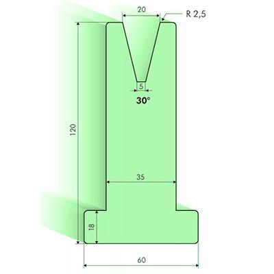 30度T型下模, 高度120mm