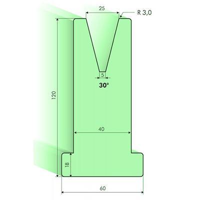 30度T型下模, 高度120mm