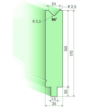 86度下模, 高度150mm