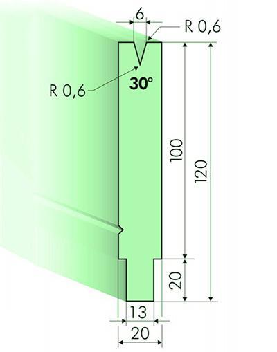 30度下模, 高度100mm