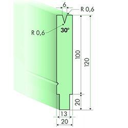 30度下模, 高度100mm