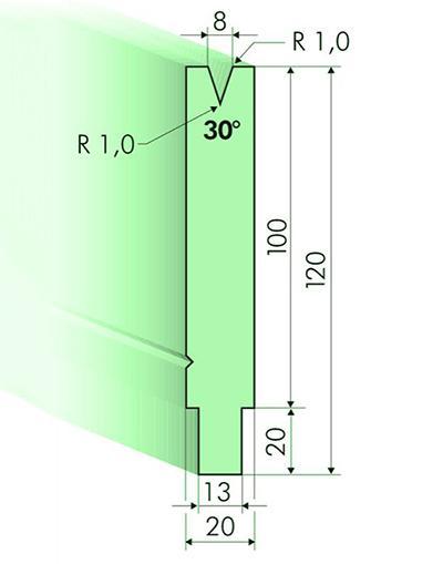 30度下模, 高度100mm