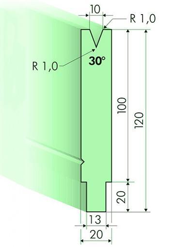 30度下模, 高度100mm