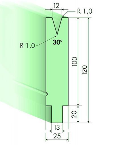 30度下模, 高度100mm