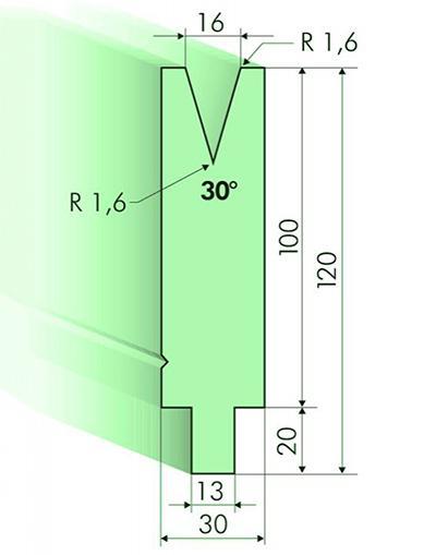 30度下模, 高度100mm