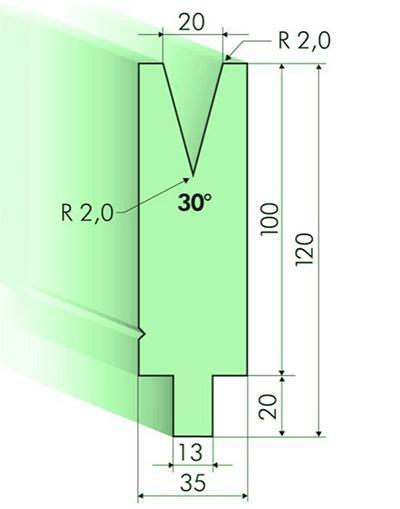 30度下模, 高度100mm