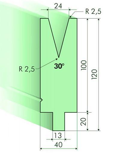30度下模, 高度100mm